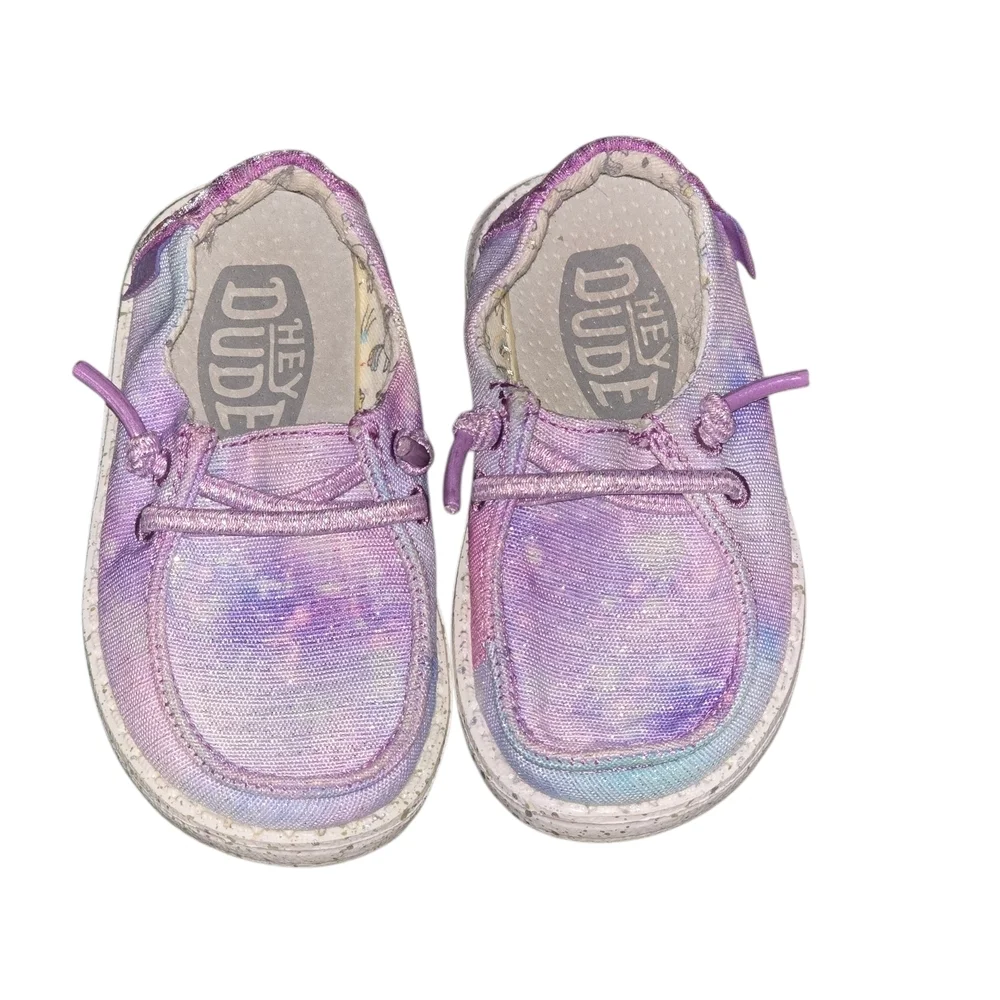 Hey Dude Toddler Unicorn Dreamer Purple Pink Tie-Dye SlipOn Sneaker Shoe Size K5
